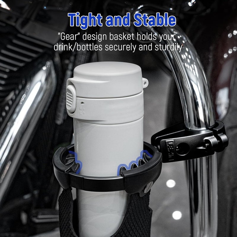 LEXIN C3 Motorcycle Cup Holder for Harley Davidson, Drink Holder with 360°Swivel Ball-Mount, Aluminum Clamp for 7/8'' to 1 1/4'' Handlebar/Bumper/Pole Mount, Fits for ATV/UTV/Scotter, Black - Image 3